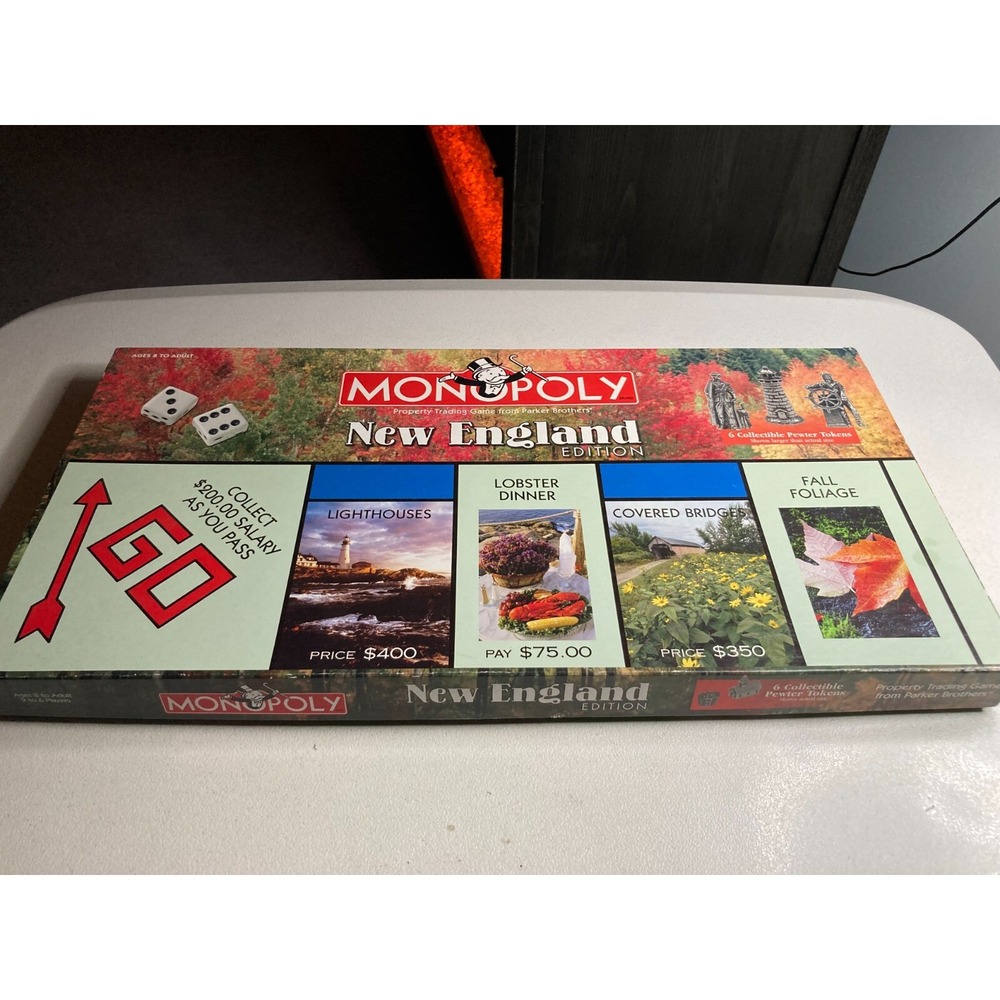 Vintage MONOPOLY New England Edition 2001 Hasbro 100% Complete Collectible Token
